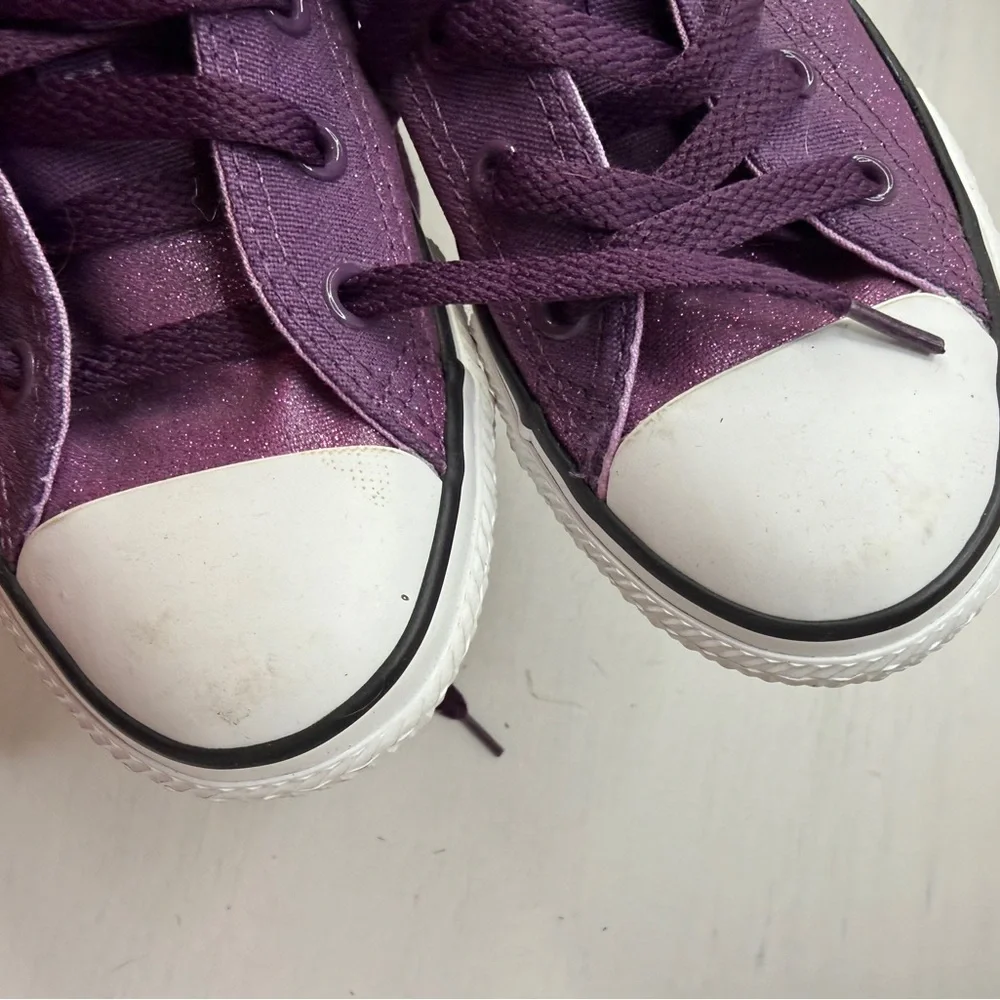 CONVERSE Chuck Taylor All Star Purple Glitter Sparkle Low Top Sz 1 Girls